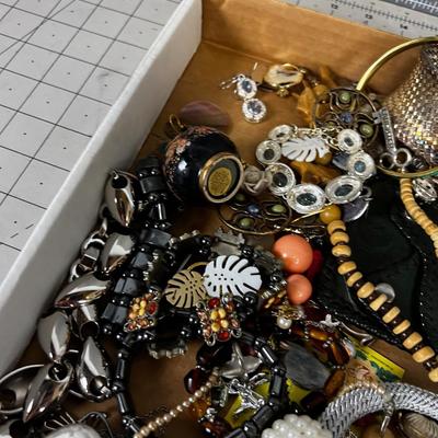 Big O Tray of Costume Jewelry: Necklaces and Bracelets