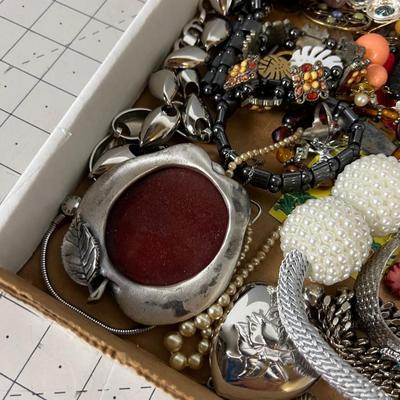 Big O Tray of Costume Jewelry: Necklaces and Bracelets
