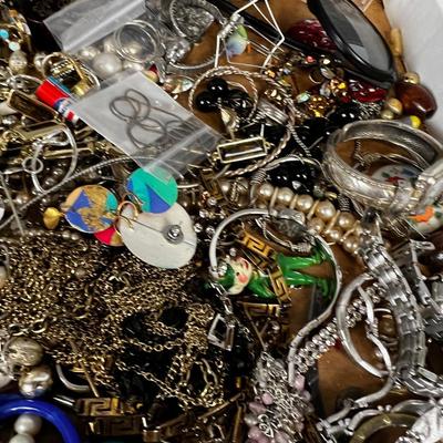 Another Big Old Tray of Costume Jewelry: Necklaces, Glasses and watches