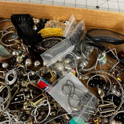 Another Big Old Tray of Costume Jewelry: Necklaces, Glasses and watches