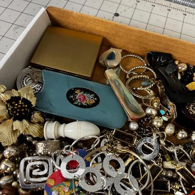 Another Big Old Tray of Costume Jewelry: Necklaces, Glasses and watches