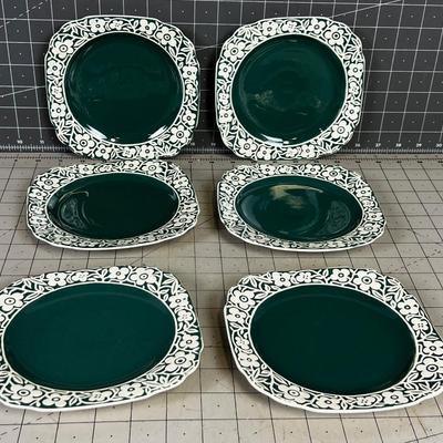 6 Harker Pottery Salad Plates, AWESOME Color
