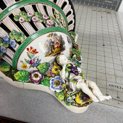 Antique Meissen Cherub Mirrored Sconce Circa 1870