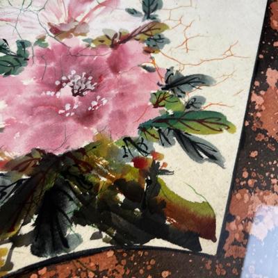 Asian Painting on Fabric,  Fan Shaped