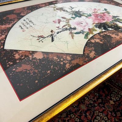 Asian Painting on Fabric,  Fan Shaped