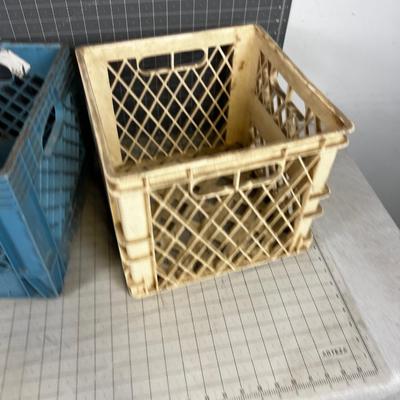 Pair of Milk Crates (Plastic Blue & Tan) 