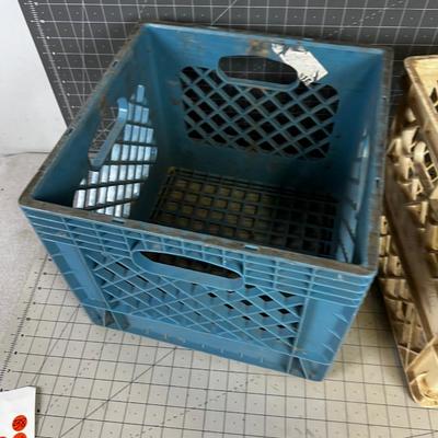 Pair of Milk Crates (Plastic Blue & Tan) 