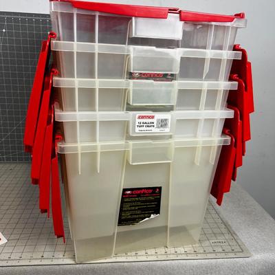 (5) 12 Gallon Totes with Built in RED Lids. 