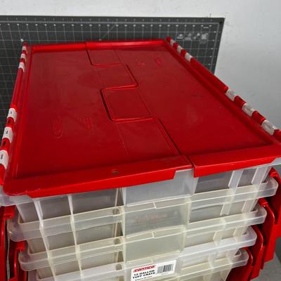 (5) 12 Gallon Totes with Built in RED Lids. 