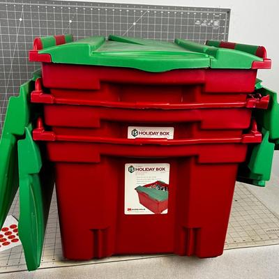 (3) 15 Gallon Holiday Storage (Green & Red) Storage Tubes 