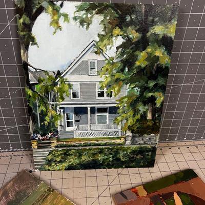 K. Burton Artist, Oil on Board, (4) 