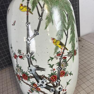 Antique Chinese VASE, Blossom and Birds, Hand Painted