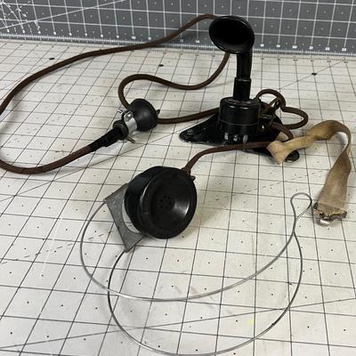 Western Electric Radio or Telephone Ear Piece & Microphone Collectible 