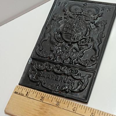 Antique and Unique! Cast Iron German 'Coat of Arms' Fire back A Baroque stove plate, SaarbrÃ¼ck 1773