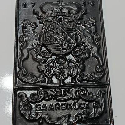 Antique and Unique! Cast Iron German 'Coat of Arms' Fire back A Baroque stove plate, SaarbrÃ¼ck 1773