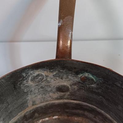 Primitive Large Antique French Copper & Iron Saucepan