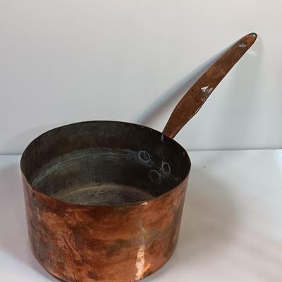Primitive Large Antique French Copper & Iron Saucepan