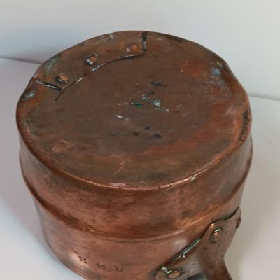 Primitive Large Antique French Copper & Iron Saucepan