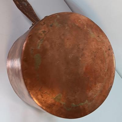 Primitive Large Antique French Copper & Iron Saucepan
