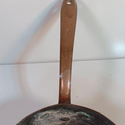Primitive Large Antique French Copper & Iron Saucepan