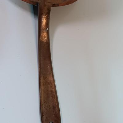 Primitive Large Antique French Copper & Iron Saucepan