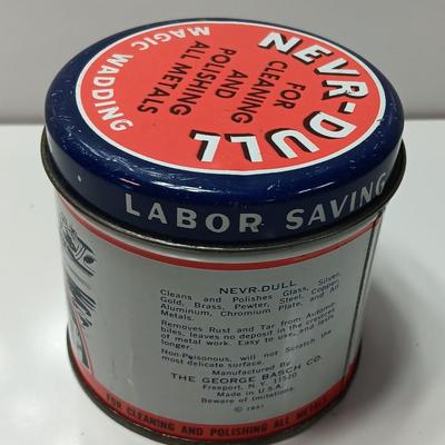 Vintage Nevr-Dull magic wadding polish tin with contents