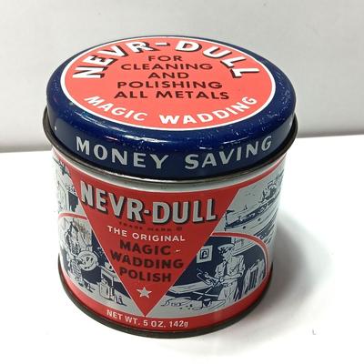 Vintage Nevr-Dull magic wadding polish tin with contents