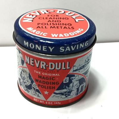 Vintage Nevr-Dull magic wadding polish tin with contents