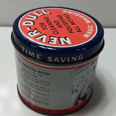 Vintage Nevr-Dull magic wadding polish tin with contents