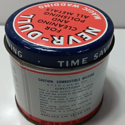 Vintage Nevr-Dull magic wadding polish tin with contents