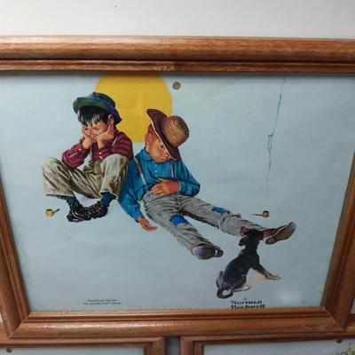 Three framed Norman Rockwell calendar prints