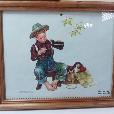 Three framed Norman Rockwell calendar prints