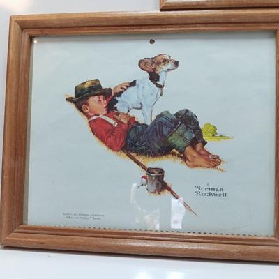 Three framed Norman Rockwell calendar prints
