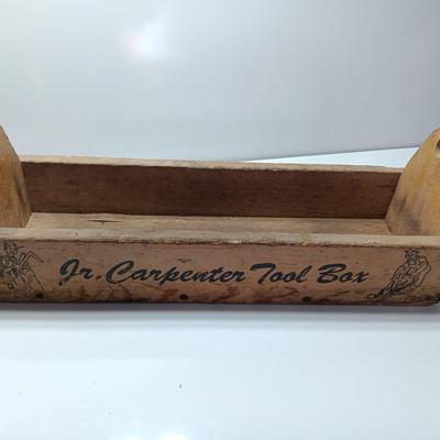 Vintage wooden Childs Jr. Carpenter Toolbox