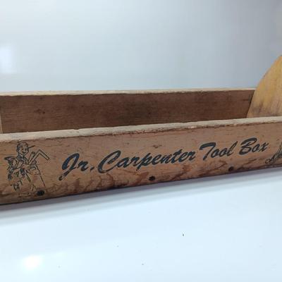 Vintage wooden Childs Jr. Carpenter Toolbox