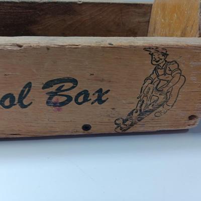 Vintage wooden Childs Jr. Carpenter Toolbox