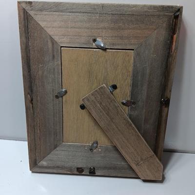 Western framed barnwood picture frame with faux barbed wire and barn wood framed horse picture