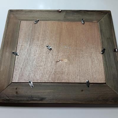 Western framed barnwood picture frame with faux barbed wire and barn wood framed horse picture