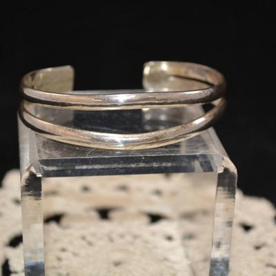 925 Sterling Double Cuff Bracelet, Adjustable 24.0g