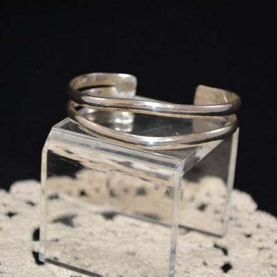 925 Sterling Double Cuff Bracelet, Adjustable 24.0g