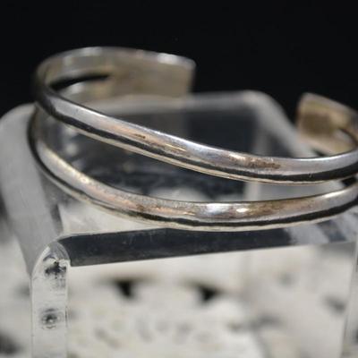 925 Sterling Double Cuff Bracelet, Adjustable 24.0g