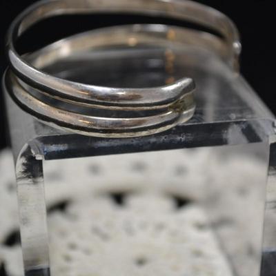 925 Sterling Double Cuff Bracelet, Adjustable 24.0g