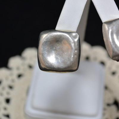 Square 925 Sterling Clip-On Earrings 15.6g