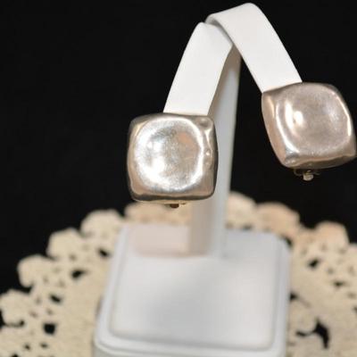 Square 925 Sterling Clip-On Earrings 15.6g