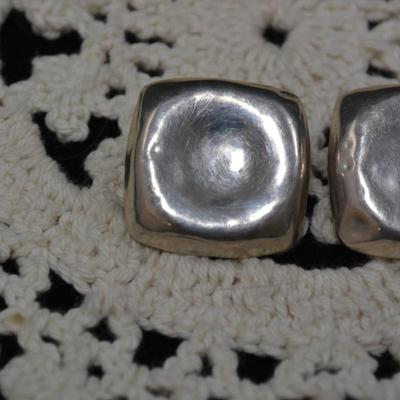 Square 925 Sterling Clip-On Earrings 15.6g
