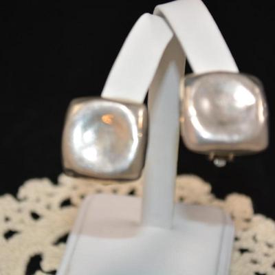Square 925 Sterling Clip-On Earrings 15.6g