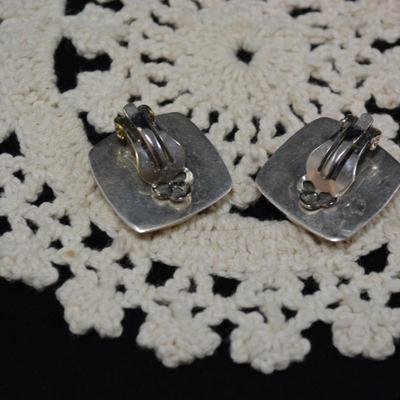 Square 925 Sterling Clip-On Earrings 15.6g
