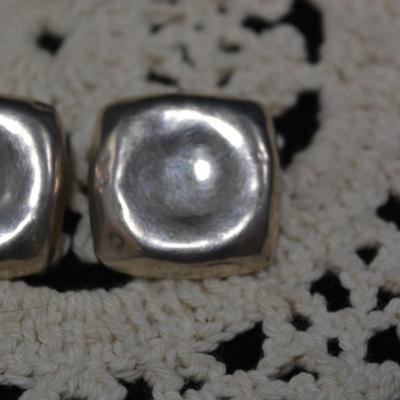 Square 925 Sterling Clip-On Earrings 15.6g