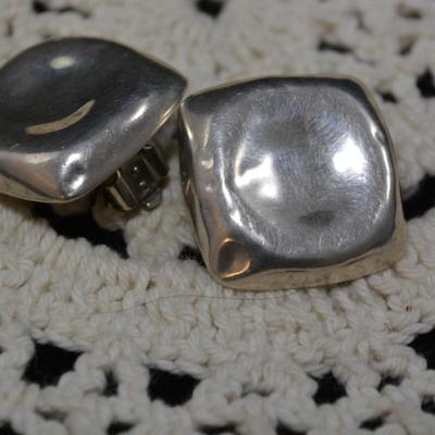 Square 925 Sterling Clip-On Earrings 15.6g