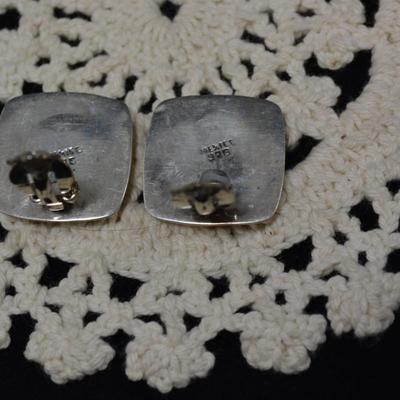 Square 925 Sterling Clip-On Earrings 15.6g